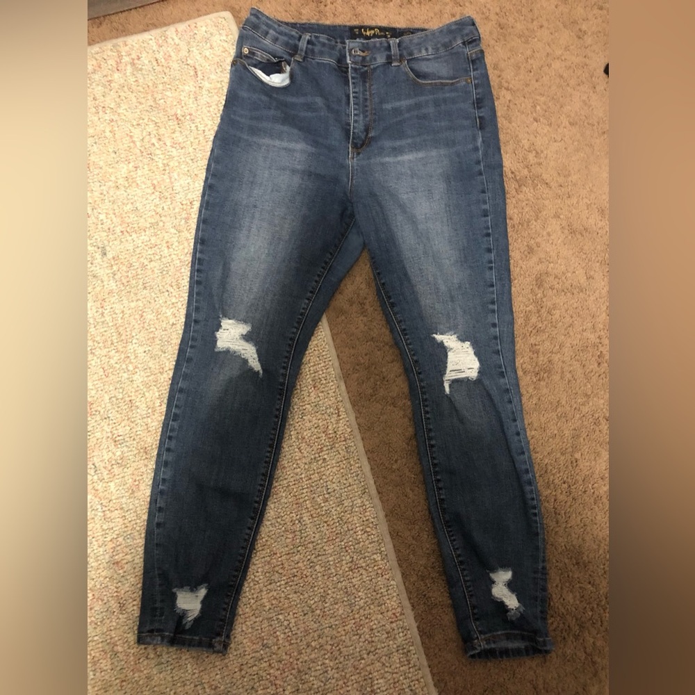 Indigo Rien Curvy Ripped Jeans, Size 13; Waist 30